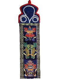 Tibetan Cochin Brocade Wall Hanging With Embroidered Ashtamangala, Color 