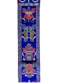 Tibetan Cochin Brocade Wall Hanging With Embroidered Ashtamangala, Color 