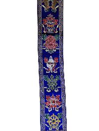 Tibetan Cochin Brocade Wall Hanging With Embroidered Ashtamangala, Color 