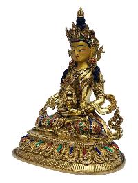 [aparimita], Buddhist Handmade Statue, [full Gold Plated], [painted Face], [stone Setting]