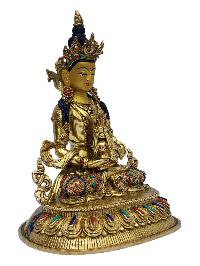 [aparimita], Buddhist Handmade Statue, [full Gold Plated], [painted Face], [stone Setting]