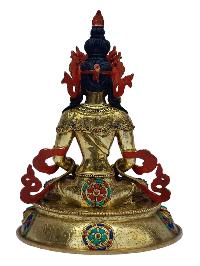 [aparimita], Buddhist Handmade Statue, [full Gold Plated], [painted Face], [stone Setting]