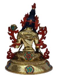 [white Tara], Buddhist Handmade Statue, [full Gold Plated], [painted Face], [stone Setting]