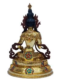 [vajrasattva], Buddhist Handmade Statue, [full Gold Plated], [painted Face], [stone Setting]