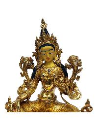 [green Tara], Buddhist Handmade Statue, [full Gold Plated], [painted Face]