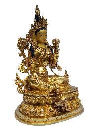 [green Tara], Buddhist Handmade Statue, [full Gold Plated], [painted Face]