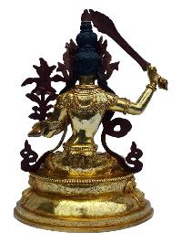 [manjushri], Buddhist Handmade Statue, [full Gold Plated], [painted Face]