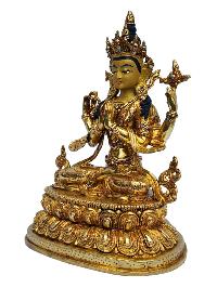 [chenrezig], Buddhist Handmade Statue, [full Gold Plated], [painted Face]