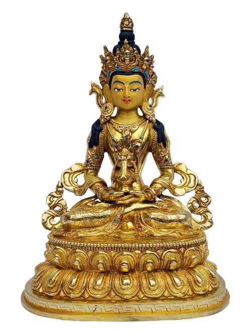 [aparimita], Buddhist Handmade Statue, [full Gold Plated], [painted Face]