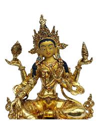 [lakshmi], Buddhist Handmade Statue, [full Gold Plated], [painted Face]