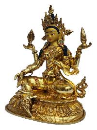 [lakshmi], Buddhist Handmade Statue, [full Gold Plated], [painted Face]