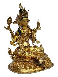 [lakshmi], Buddhist Handmade Statue, [full Gold Plated], [painted Face]