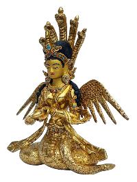 [naga Kanya], Buddhist Handmade Statue, [full Gold Plated], [painted Face]