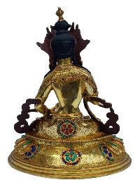 [vajrasattva], Buddhist Handmade Statue, [full Gold Plated], [painted Face], [stone Setting]