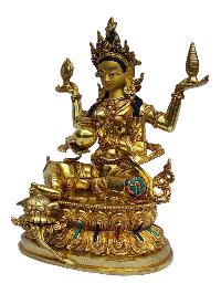 [lakshmi], Buddhist Handmade Statue, [full Gold Plated], [painted Face]