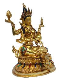 [lakshmi], Buddhist Handmade Statue, [full Gold Plated], [painted Face]