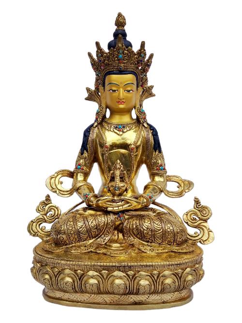 [aparimita], Buddhist Handmade Statue, [full Gold Plated], [painted Face]