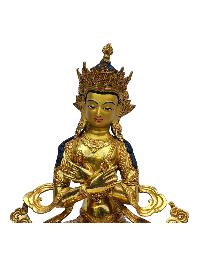 [vajradhara], Buddhist Handmade Statue, [full Gold Plated], [painted Face], [stone Setting]