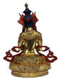 [vajradhara], Buddhist Handmade Statue, [full Gold Plated], [painted Face], [stone Setting]