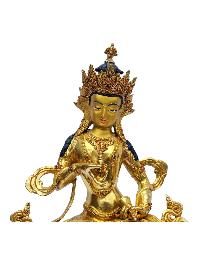 [vajrasattva], Buddhist Handmade Statue, [full Gold Plated], [painted Face], [stone Setting]