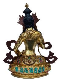 [vajrasattva], Buddhist Handmade Statue, [full Gold Plated], [painted Face], [stone Setting]