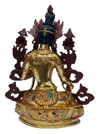 [white Tara], Buddhist Handmade Statue, [full Gold Plated], [painted Face], [stone Setting]