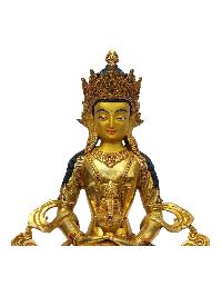 [aparimita], Buddhist Handmade Statue, [full Gold Plated], [painted Face], [stone Setting]