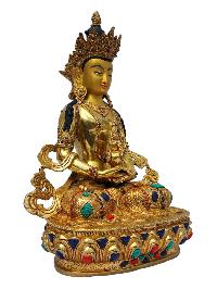 [aparimita], Buddhist Handmade Statue, [full Gold Plated], [painted Face], [stone Setting]