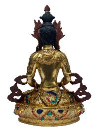 [aparimita], Buddhist Handmade Statue, [full Gold Plated], [painted Face], [stone Setting]