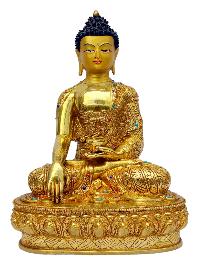 [shakyamuni Buddha], Buddhist Handmade Statue, [full Gold Plated], [painted Face]