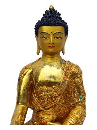 [shakyamuni Buddha], Buddhist Handmade Statue, [full Gold Plated], [painted Face]