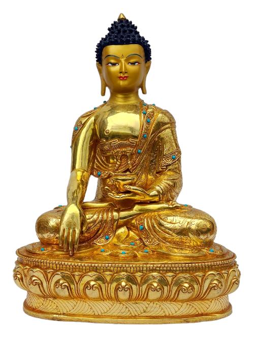 [shakyamuni Buddha], Buddhist Handmade Statue, [full Gold Plated], [painted Face]