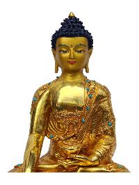 [shakyamuni Buddha], Buddhist Handmade Statue, [full Gold Plated], [painted Face]