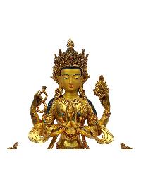 [chenrezig], Buddhist Handmade Statue, [full Gold Plated], [painted Face]