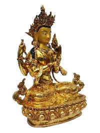 [chenrezig], Buddhist Handmade Statue, [full Gold Plated], [painted Face]