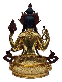 [chenrezig], Buddhist Handmade Statue, [full Gold Plated], [painted Face]