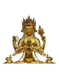 [chenrezig], Buddhist Handmade Statue, [full Gold Plated], [painted Face]