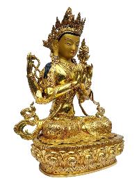 [chenrezig], Buddhist Handmade Statue, [full Gold Plated], [painted Face]