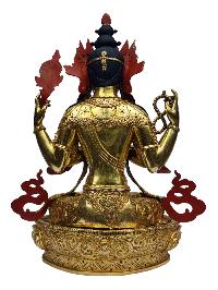 [chenrezig], Buddhist Handmade Statue, [full Gold Plated], [painted Face]