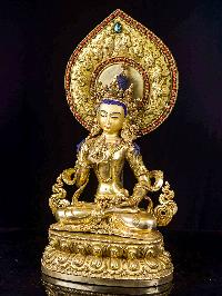 [vajrasattva], Buddhist Handmade Statue, [full Fire Gold Plated], [face Painted],[stone Setting]