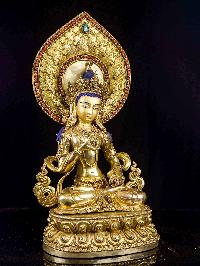 [vajrasattva], Buddhist Handmade Statue, [full Fire Gold Plated], [face Painted],[stone Setting]