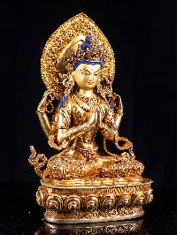 [chenrezig], Buddhist Handmade Statue, [full Fire Gold Plated], [face Painted]