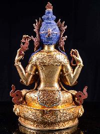 [chenrezig], Buddhist Handmade Statue, [full Fire Gold Plated], [face Painted]