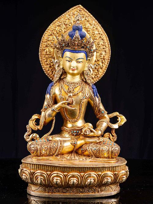 [vajrasattva], Buddhist Handmade Statue, [full Fire Gold Plated], [face Painted]