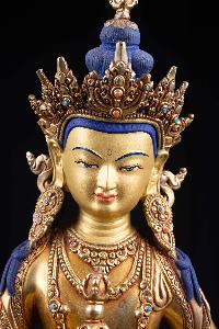 [vajrasattva], Buddhist Handmade Statue, [full Fire Gold Plated], [face Painted]