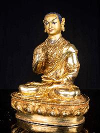 [tsongkhapa], Buddhist Handmade Statue, [full Fire Gold Plated], [face Painted]