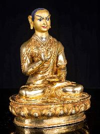 [tsongkhapa], Buddhist Handmade Statue, [full Fire Gold Plated], [face Painted]