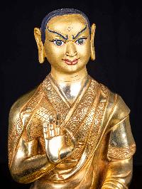 [tsongkhapa], Buddhist Handmade Statue, [full Fire Gold Plated], [face Painted]