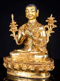 [tsongkhapa], Buddhist Handmade Statue, [full Fire Gold Plated], [face Painted]