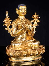 [tsongkhapa], Buddhist Handmade Statue, [full Fire Gold Plated], [face Painted]